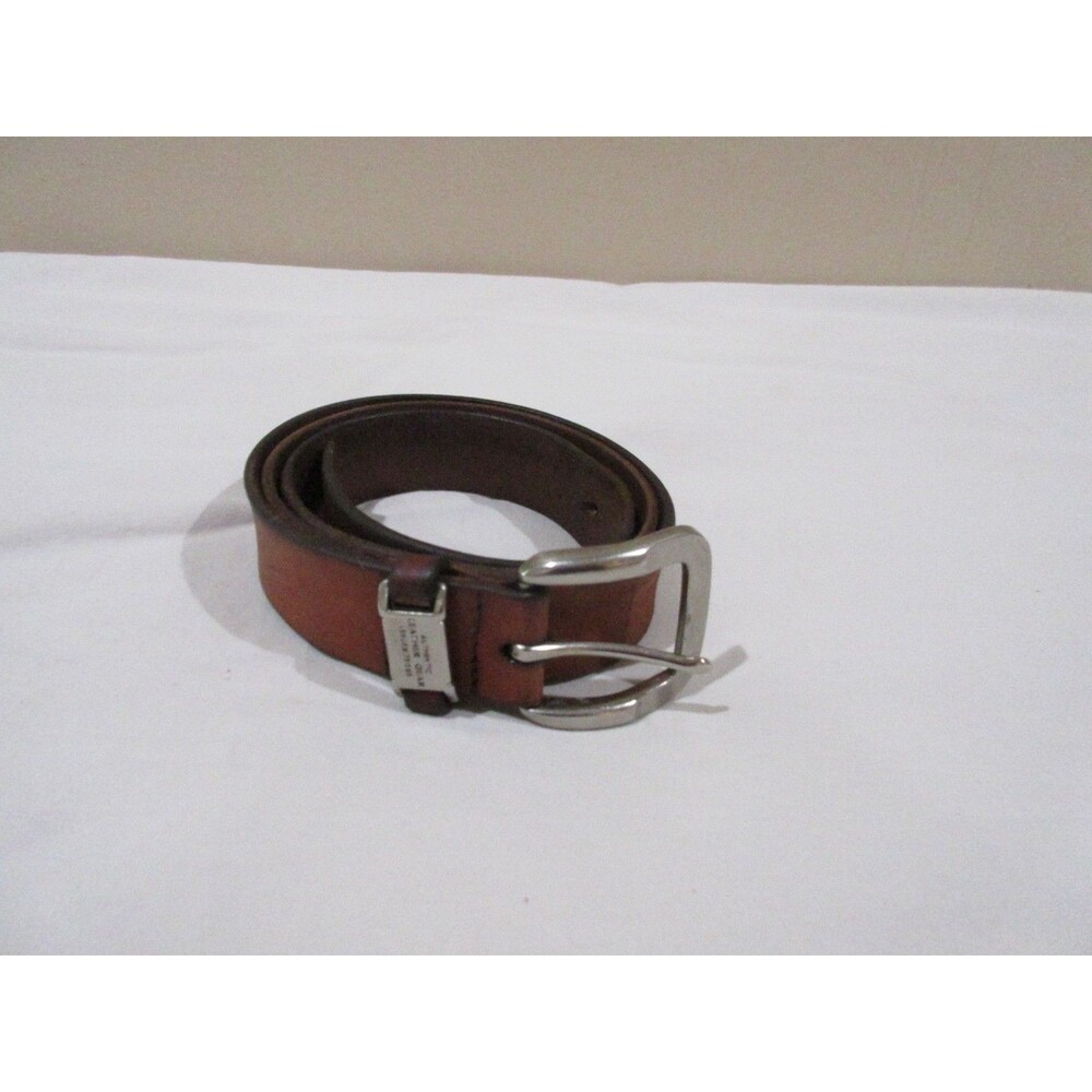 Roundtree & Yorke Belt Mens 88/88 Brown Silver Genuine Leather Soft Issue 75082
